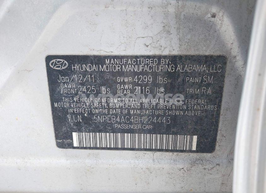 Photo 9 of 2011 Hyundai Sonata GLS (VIN 5NPEB4AC4BH224443)