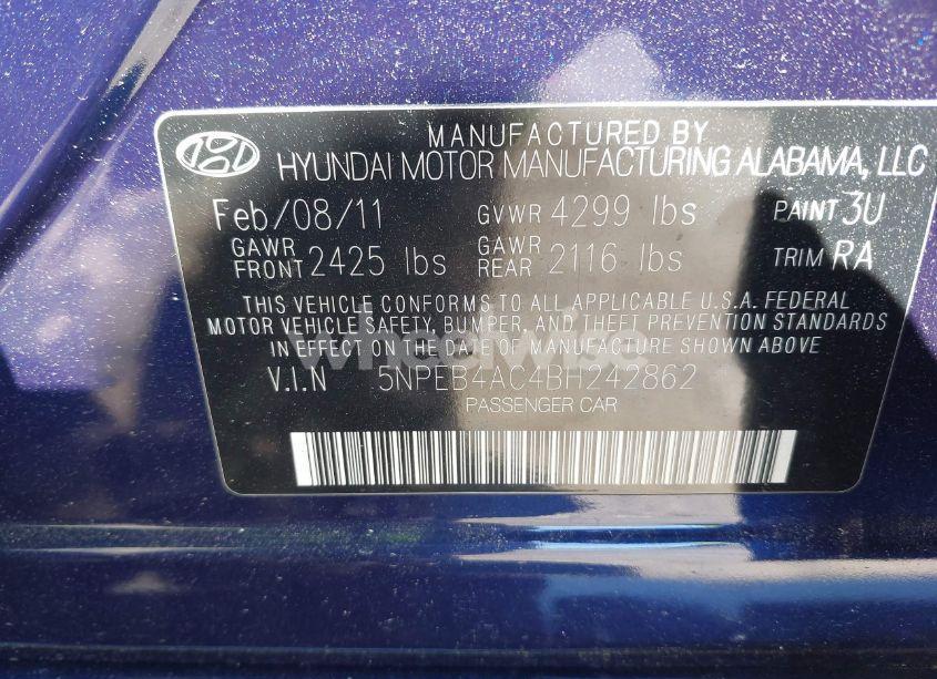 Photo 9 of 2011 Hyundai Sonata GLS (VIN 5NPEB4AC4BH242862)