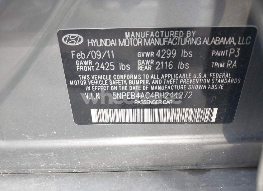 Photo 9 of 2011 Hyundai Sonata GLS (VIN 5NPEB4AC4BH244272)