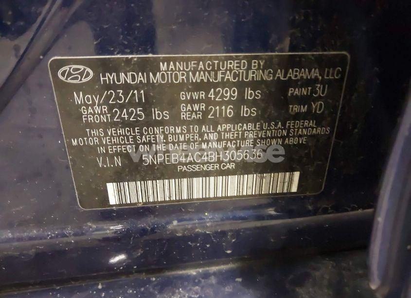 Photo 9 of 2011 Hyundai Sonata GLS (VIN 5NPEB4AC4BH305636)