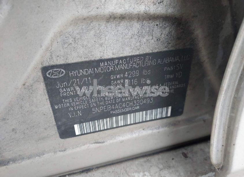 Photo 9 of 2012 Hyundai Sonata GLS (VIN 5NPEB4AC4CH320493)