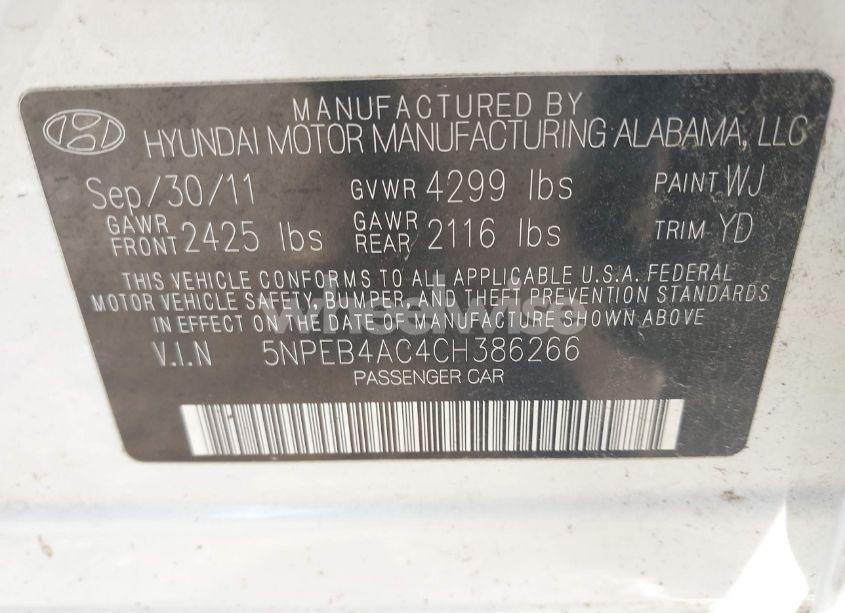 Photo 8 of 2012 Hyundai Sonata GLS (VIN 5NPEB4AC4CH386266)