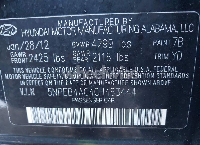 Photo 9 of 2012 Hyundai Sonata GLS (VIN 5NPEB4AC4CH463444)