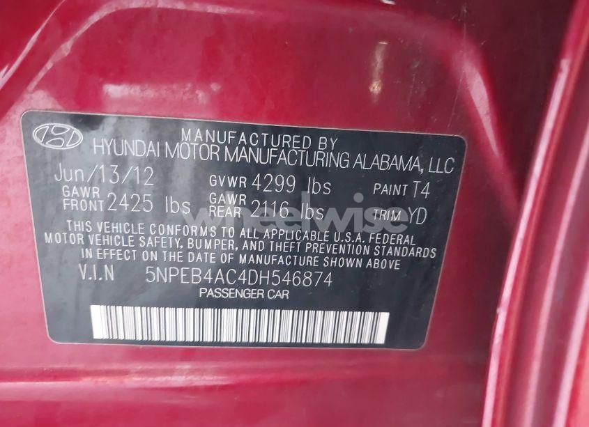 Photo 9 of 2013 Hyundai Sonata GLS (VIN 5NPEB4AC4DH546874)