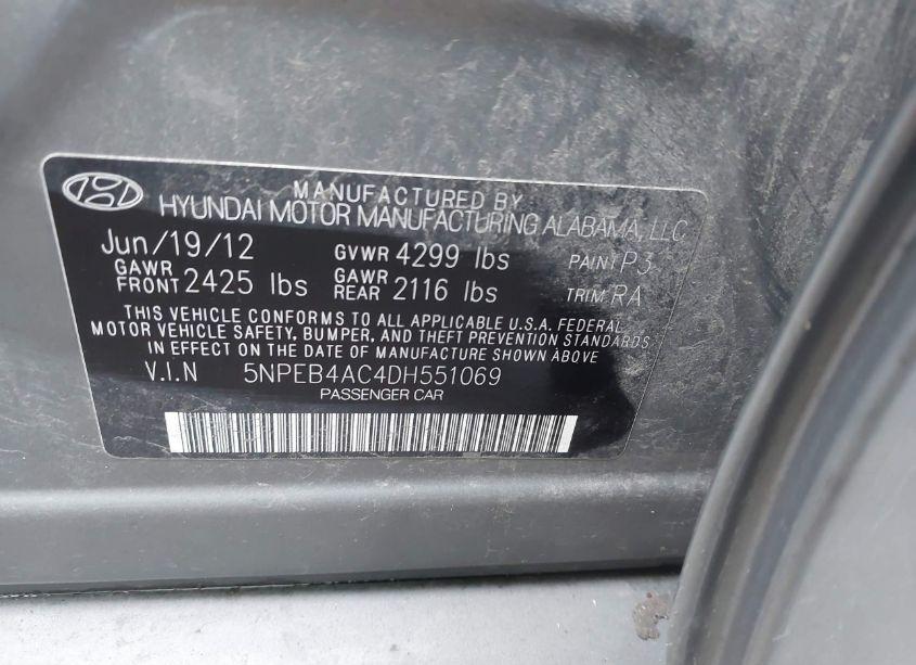 Photo 9 of 2013 Hyundai Sonata GLS (VIN 5NPEB4AC4DH551069)
