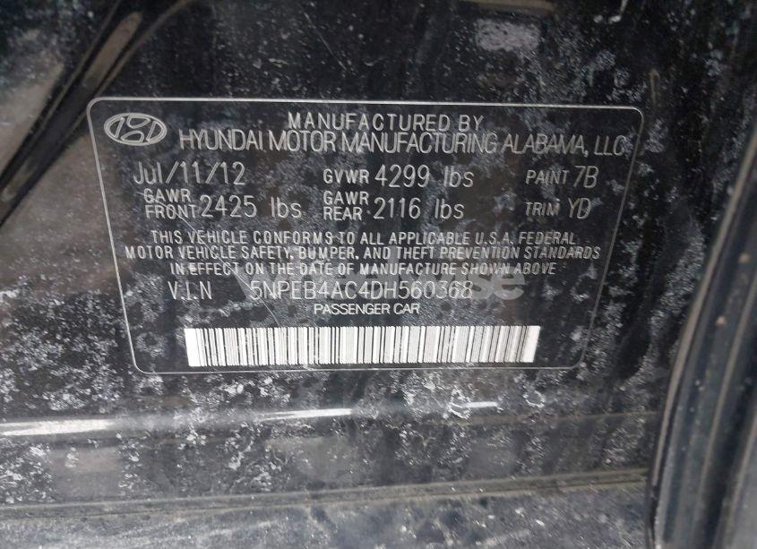 Photo 9 of 2013 Hyundai Sonata GLS (VIN 5NPEB4AC4DH560368)