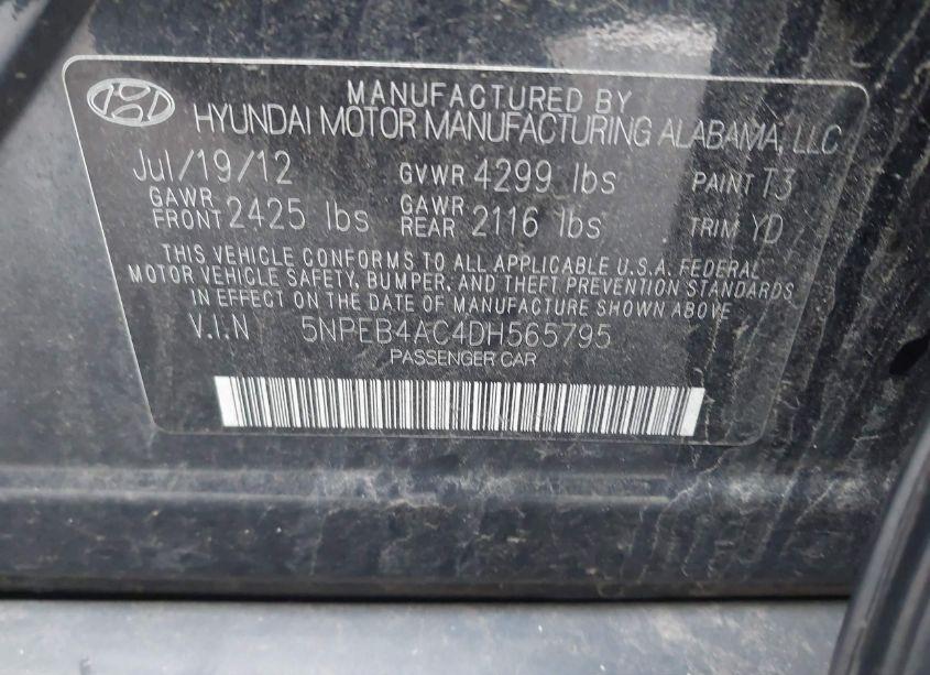 Photo 9 of 2013 Hyundai Sonata GLS (VIN 5NPEB4AC4DH565795)