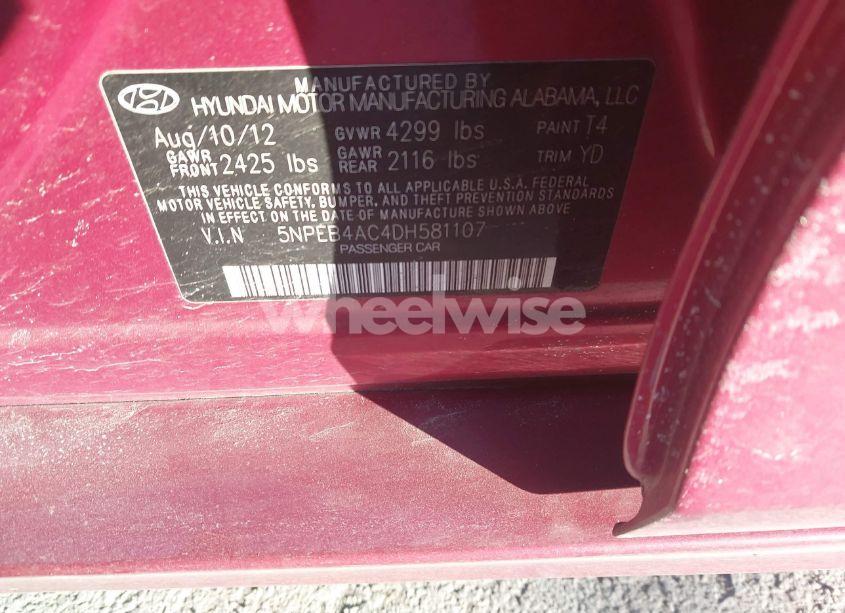 Photo 9 of 2013 Hyundai Sonata GLS (VIN 5NPEB4AC4DH581107)