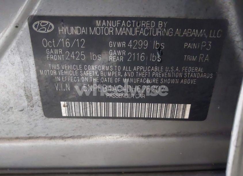 Photo 9 of 2013 Hyundai Sonata GLS (VIN 5NPEB4AC4DH626207)