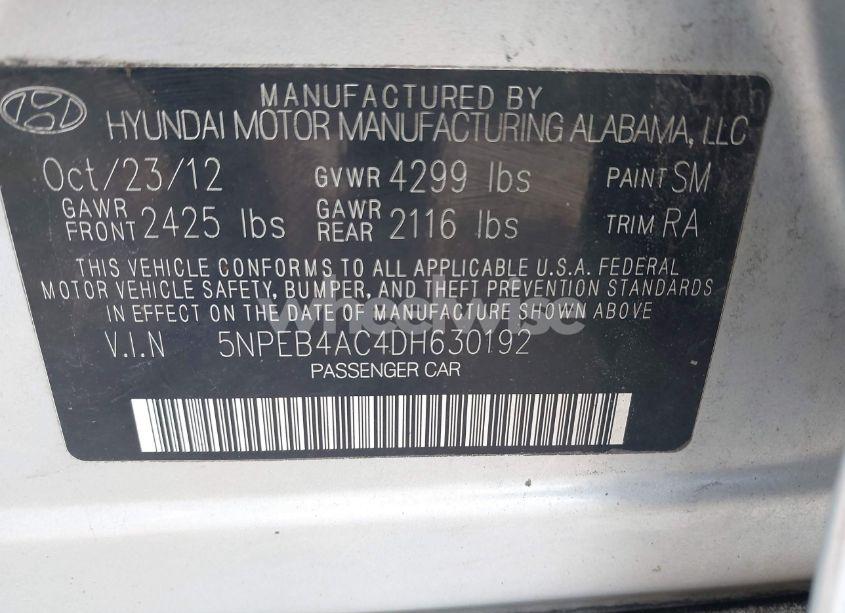 Photo 9 of 2013 Hyundai Sonata GLS (VIN 5NPEB4AC4DH630192)