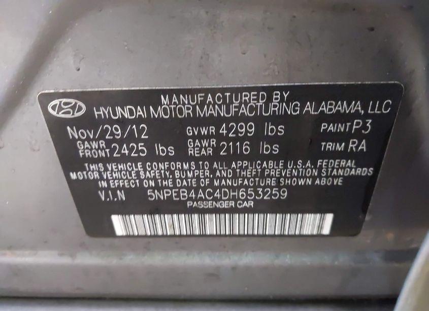Photo 9 of 2013 Hyundai Sonata GLS (VIN 5NPEB4AC4DH653259)