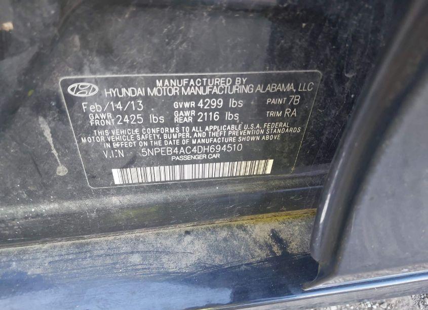 Photo 9 of 2013 Hyundai Sonata GLS (VIN 5NPEB4AC4DH694510)