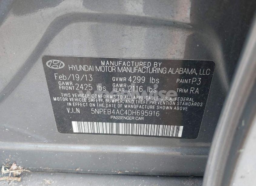 Photo 9 of 2013 Hyundai Sonata GLS (VIN 5NPEB4AC4DH695916)
