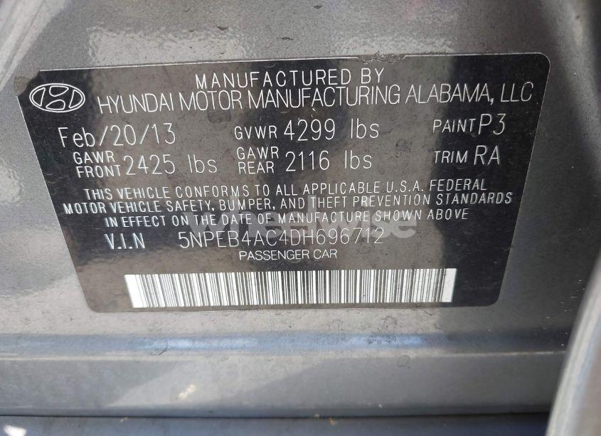 Photo 9 of 2013 Hyundai Sonata GLS (VIN 5NPEB4AC4DH696712)