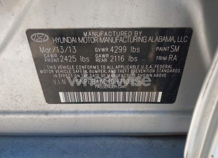 Photo 9 of 2013 Hyundai Sonata GLS (VIN 5NPEB4AC4DH710852)