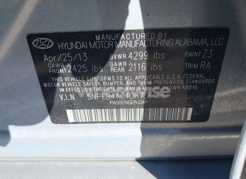 Photo 9 of 2013 Hyundai Sonata GLS (VIN 5NPEB4AC4DH736156)