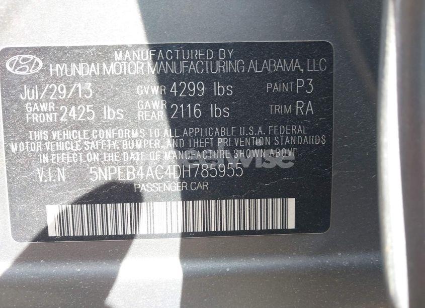 Photo 9 of 2013 Hyundai Sonata GLS (VIN 5NPEB4AC4DH785955)