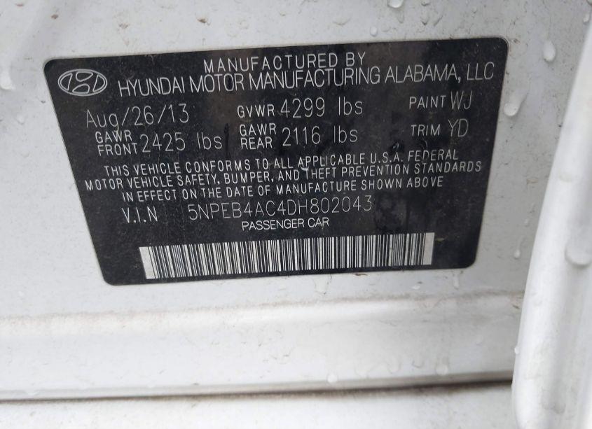 Photo 9 of 2013 Hyundai Sonata GLS (VIN 5NPEB4AC4DH802043)