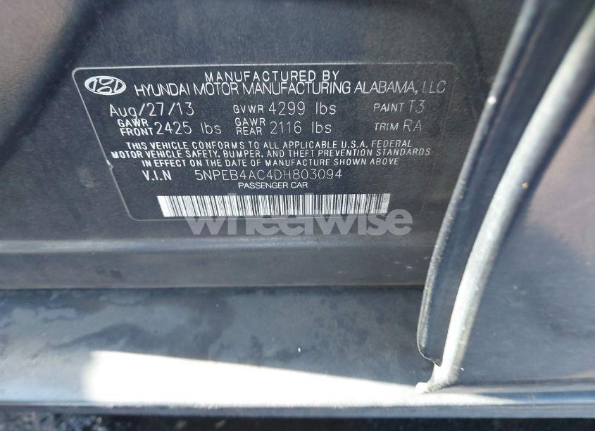 Photo 9 of 2013 Hyundai Sonata GLS (VIN 5NPEB4AC4DH803094)