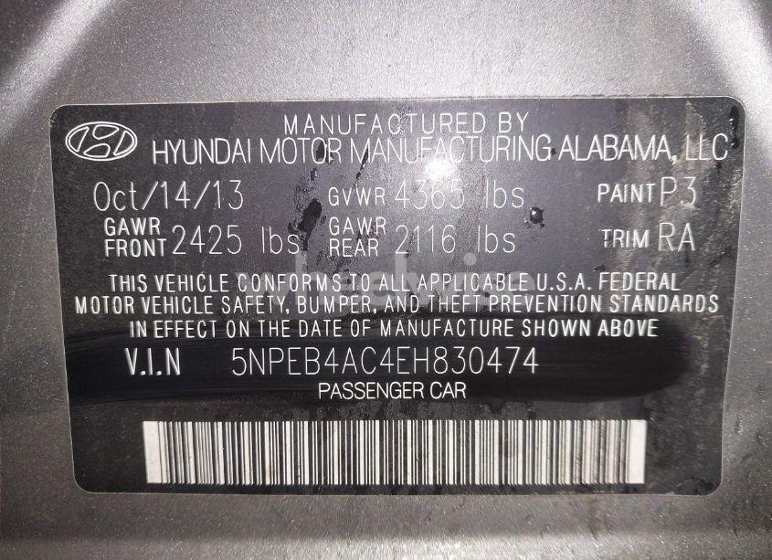 Photo 9 of 2014 Hyundai Sonata GLS (VIN 5NPEB4AC4EH830474)