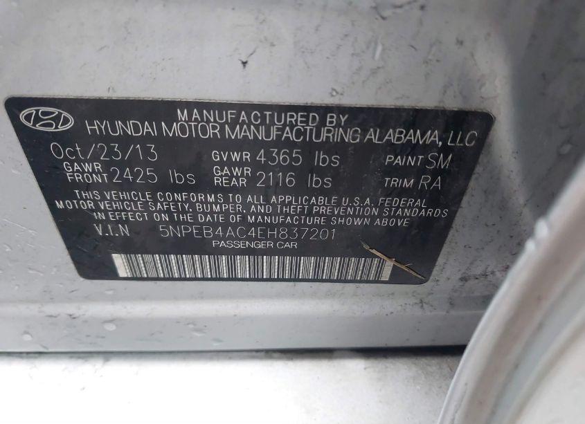 Photo 9 of 2014 Hyundai Sonata GLS (VIN 5NPEB4AC4EH837201)