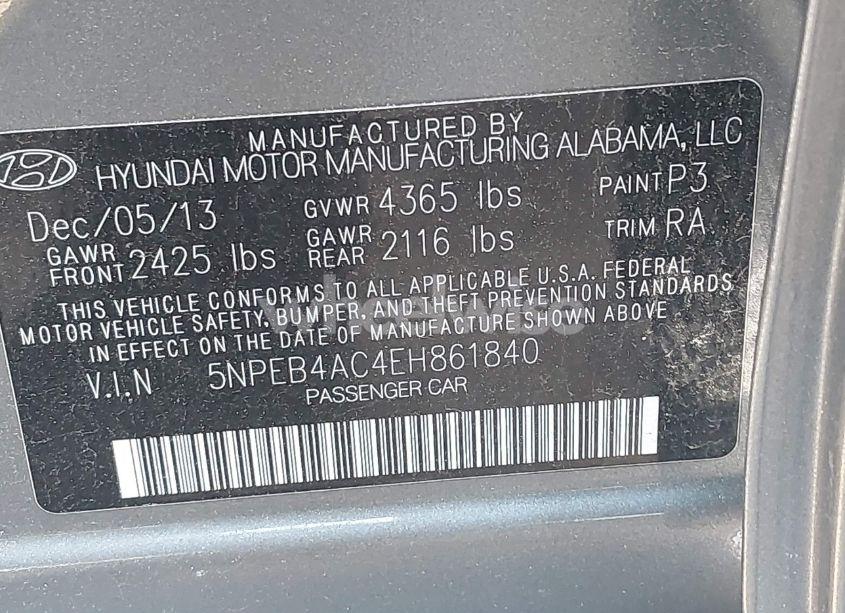 Photo 9 of 2014 Hyundai Sonata GLS (VIN 5NPEB4AC4EH861840)