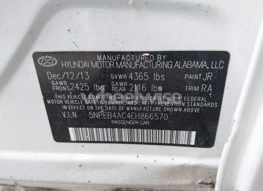 Photo 9 of 2014 Hyundai Sonata GLS (VIN 5NPEB4AC4EH866570)