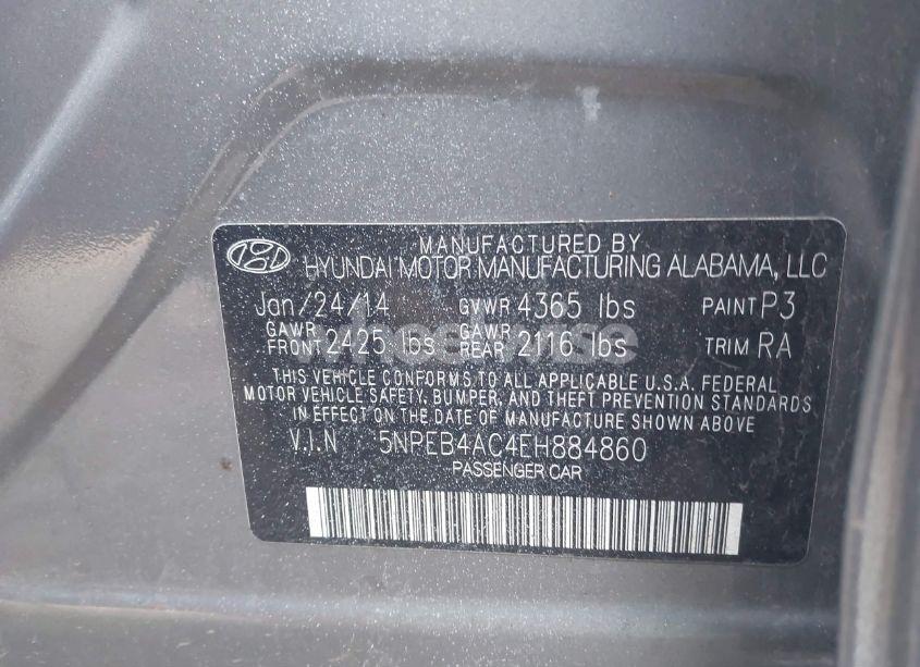 Photo 9 of 2014 Hyundai Sonata GLS (VIN 5NPEB4AC4EH884860)