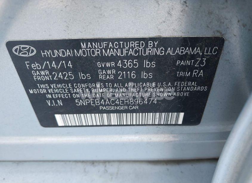 Photo 9 of 2014 Hyundai Sonata GLS (VIN 5NPEB4AC4EH896474)