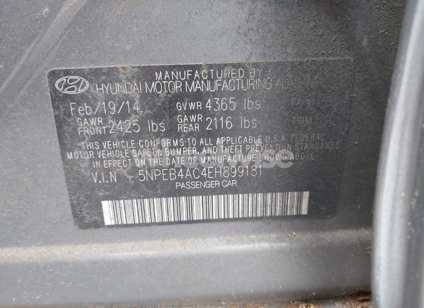 Photo 9 of 2014 Hyundai Sonata GLS (VIN 5NPEB4AC4EH899181)
