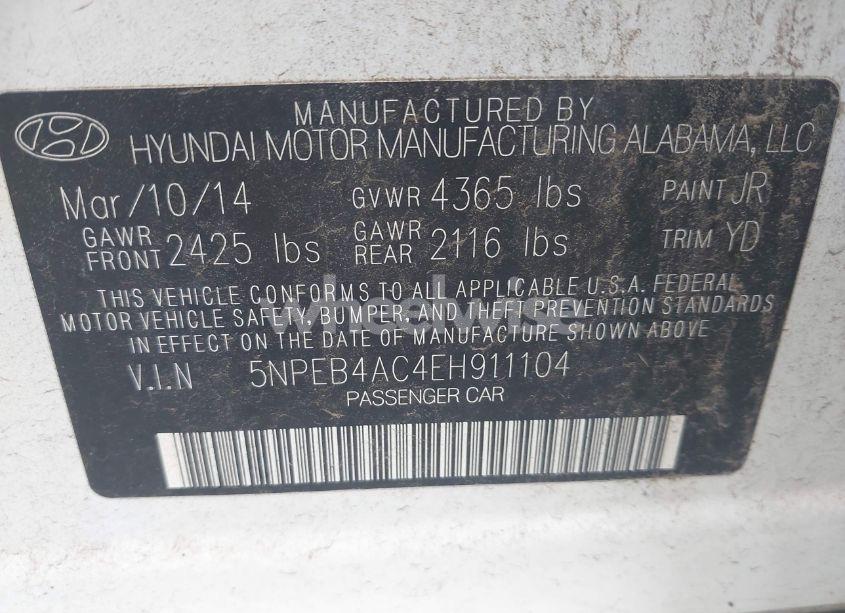 Photo 9 of 2014 Hyundai Sonata GLS (VIN 5NPEB4AC4EH911104)