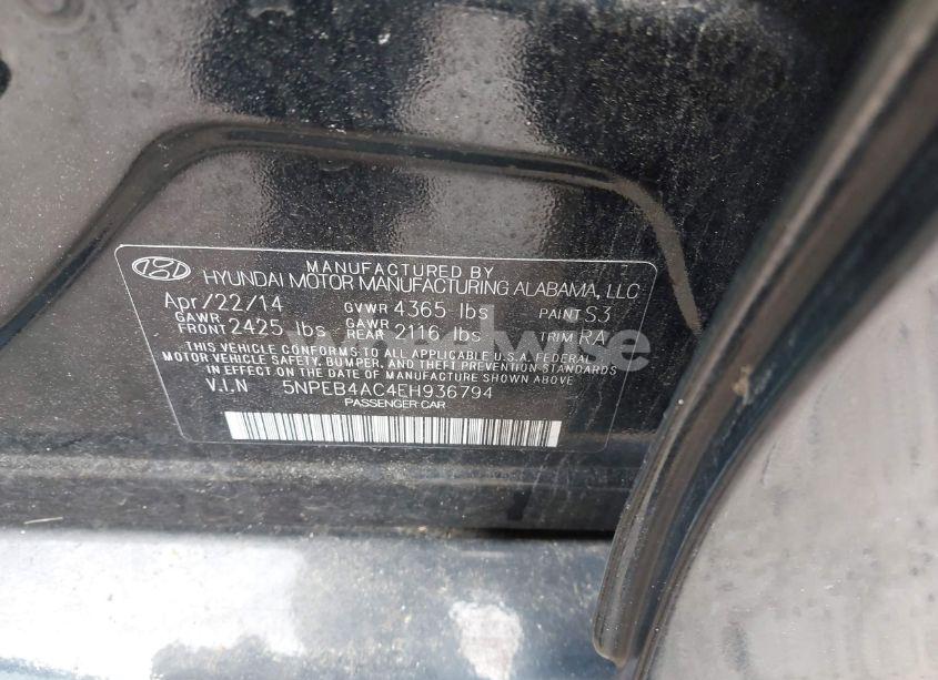 Photo 9 of 2014 Hyundai Sonata GLS (VIN 5NPEB4AC4EH936794)