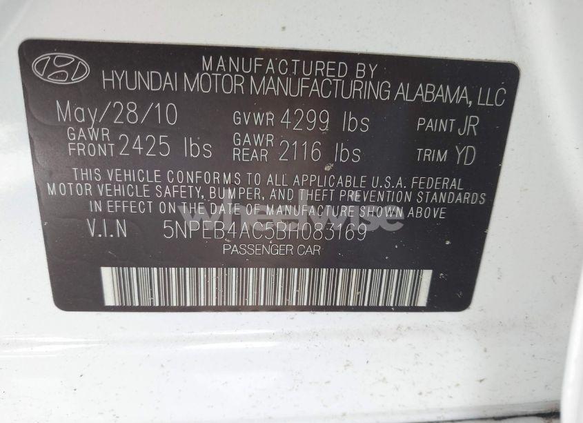 Photo 9 of 2011 Hyundai Sonata GLS (VIN 5NPEB4AC5BH083169)