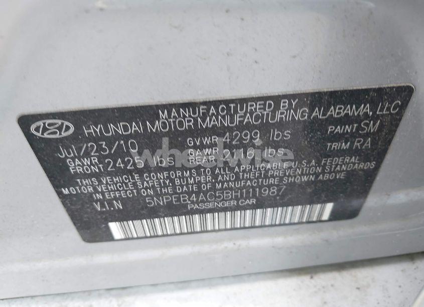 Photo 9 of 2011 Hyundai Sonata GLS (VIN 5NPEB4AC5BH111987)