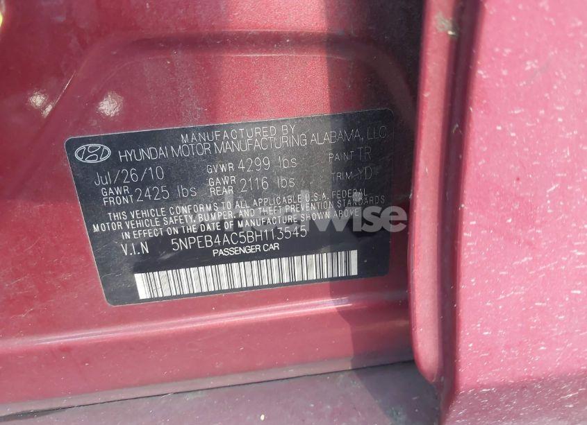 Photo 9 of 2011 Hyundai Sonata GLS (VIN 5NPEB4AC5BH113545)