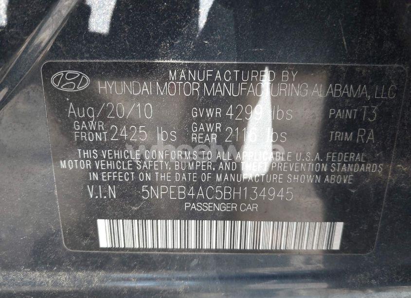 Photo 9 of 2011 Hyundai Sonata GLS (VIN 5NPEB4AC5BH134945)