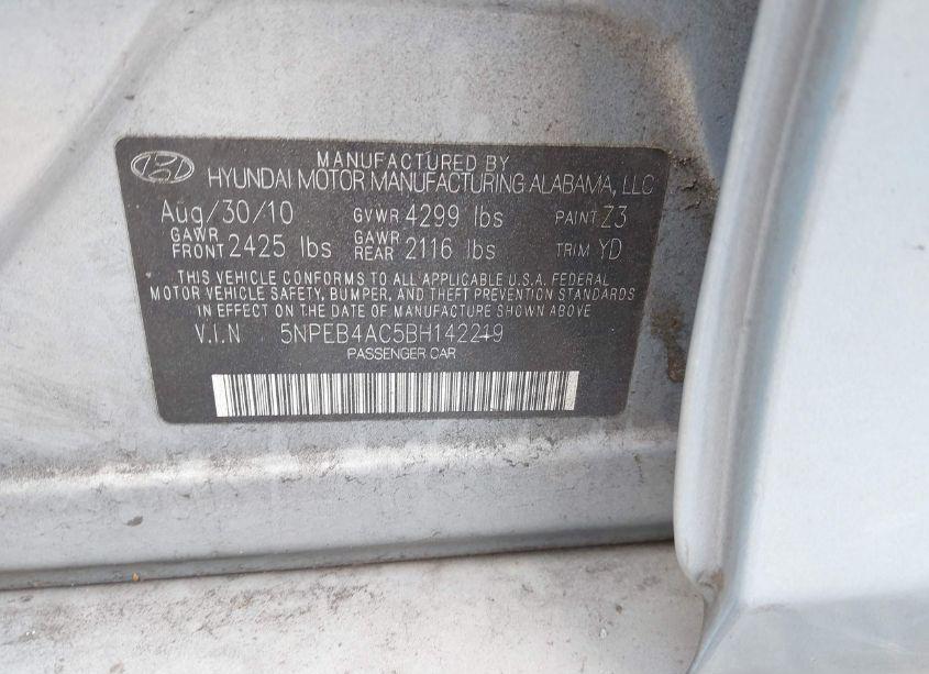 Photo 9 of 2011 Hyundai Sonata GLS (VIN 5NPEB4AC5BH142219)