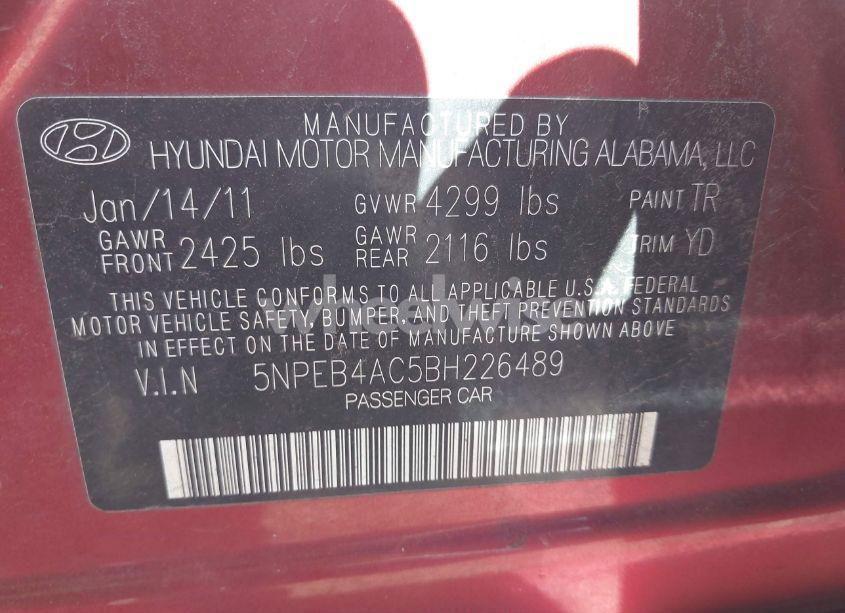 Photo 9 of 2011 Hyundai Sonata GLS (VIN 5NPEB4AC5BH226489)