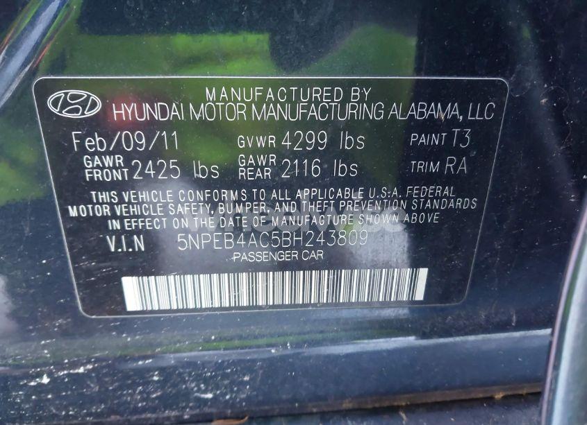 Photo 9 of 2011 Hyundai Sonata GLS (VIN 5NPEB4AC5BH243809)