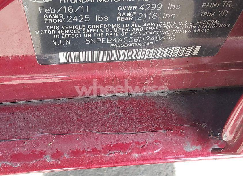 Photo 9 of 2011 Hyundai Sonata GLS (VIN 5NPEB4AC5BH248850)