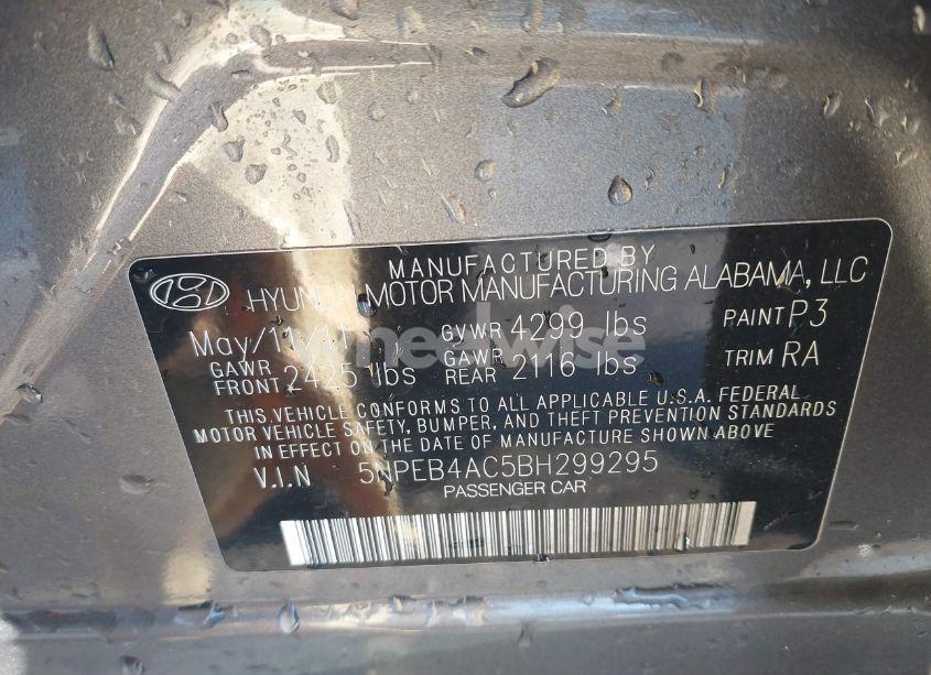 Photo 9 of 2011 Hyundai Sonata GLS (VIN 5NPEB4AC5BH299295)
