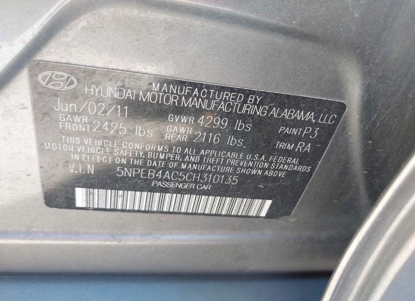 Photo 9 of 2012 Hyundai Sonata GLS (VIN 5NPEB4AC5CH310135)