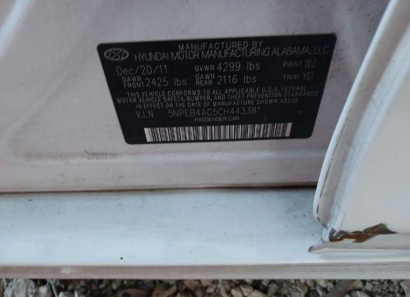 Photo 9 of 2012 Hyundai Sonata GLS (VIN 5NPEB4AC5CH443381)