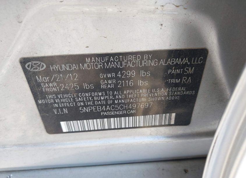 Photo 9 of 2012 Hyundai Sonata GLS (VIN 5NPEB4AC5CH497697)