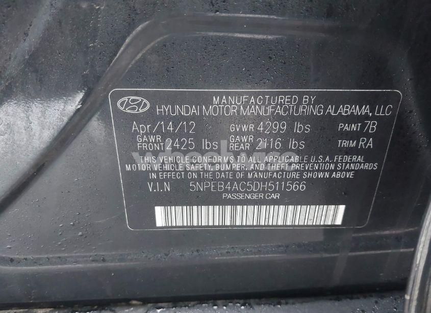 Photo 9 of 2013 Hyundai Sonata GLS (VIN 5NPEB4AC5DH511566)