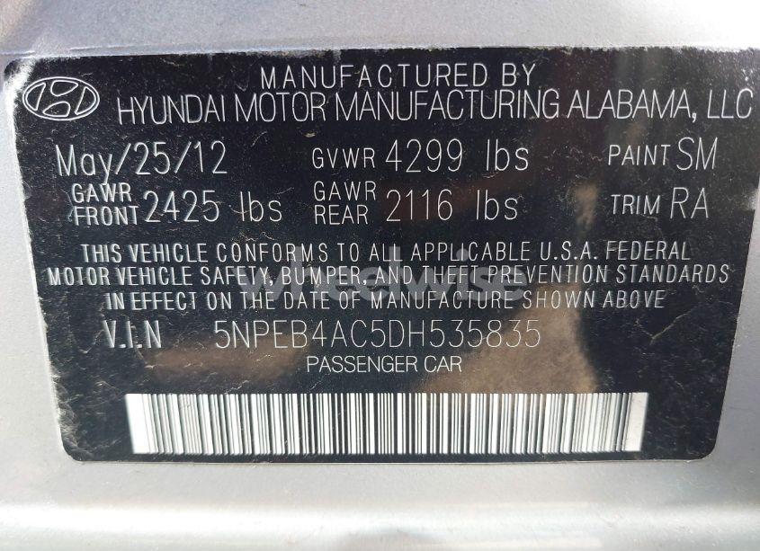Photo 9 of 2013 Hyundai Sonata GLS (VIN 5NPEB4AC5DH535835)