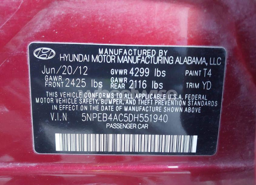 Photo 9 of 2013 Hyundai Sonata GLS (VIN 5NPEB4AC5DH551940)