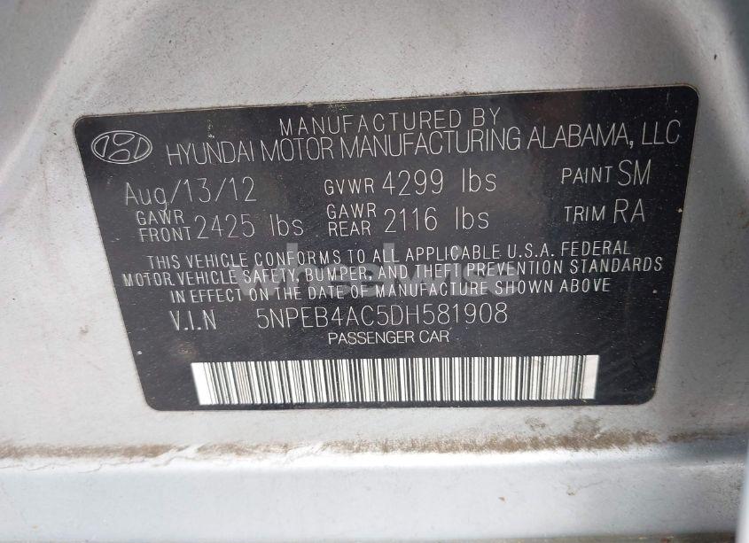 Photo 9 of 2013 Hyundai Sonata GLS (VIN 5NPEB4AC5DH581908)