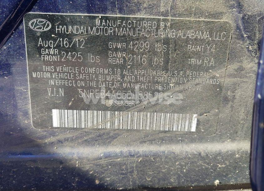 Photo 9 of 2013 Hyundai Sonata GLS (VIN 5NPEB4AC5DH585201)