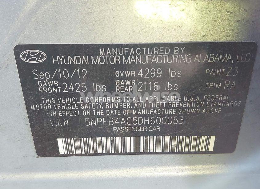 Photo 9 of 2013 Hyundai Sonata GLS (VIN 5NPEB4AC5DH600053)